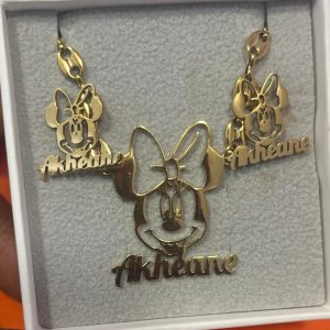 collier et boucles oreille minnie personnalisables en acier