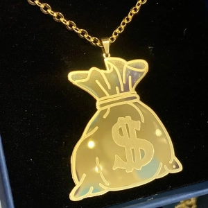 Chaine et Pendentif Dollar en Acier